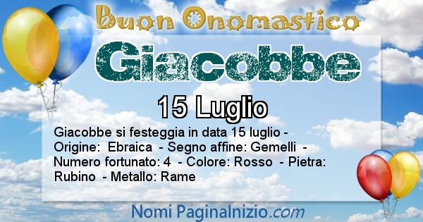 Giacobbe - Onomastico del nome Giacobbe