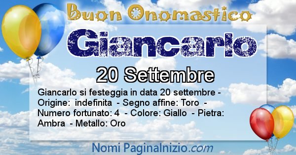 Giancarlo - Onomastico del nome Giancarlo