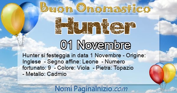 Hunter - Onomastico del nome Hunter