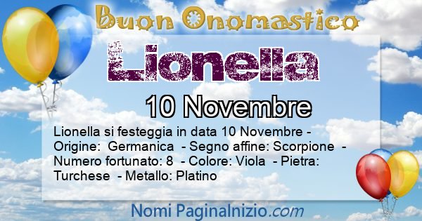 Lionella - Onomastico del nome Lionella