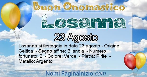 Losanna - Onomastico del nome Losanna