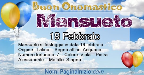 Mansueto - Onomastico del nome Mansueto