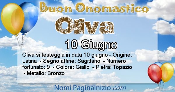 Oliva - Onomastico del nome Oliva