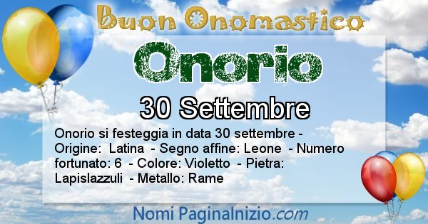 Onorio - Onomastico del nome Onorio