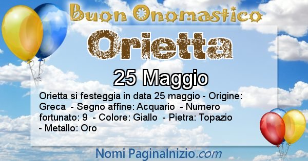 Orietta - Onomastico del nome Orietta