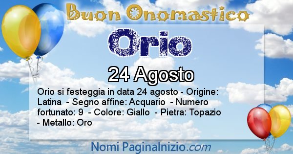 Orio - Onomastico del nome Orio