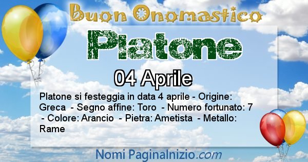 Platone - Onomastico del nome Platone