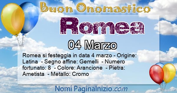 Romea - Onomastico del nome Romea