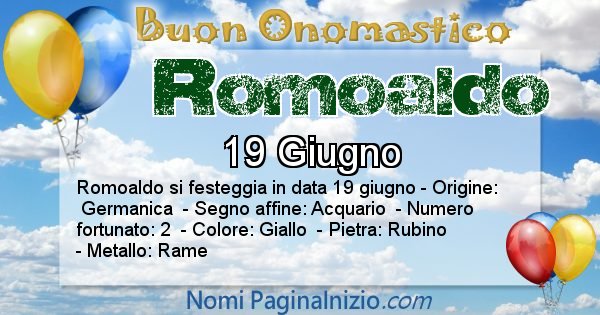 Romoaldo - Onomastico del nome Romoaldo