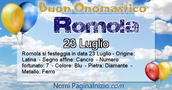 Romola - Onomastico del nome Romola