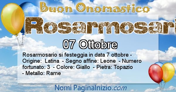 Rosarmosario - Onomastico del nome Rosarmosario