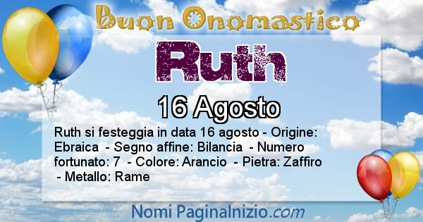 Ruth - Onomastico del nome Ruth