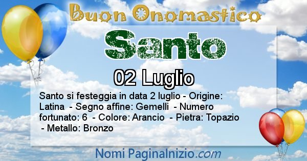 Santo - Onomastico del nome Santo