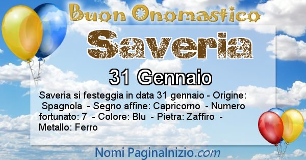 Saveria - Onomastico del nome Saveria