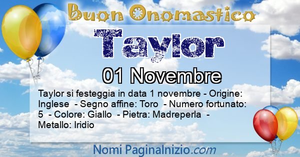 Taylor - Onomastico del nome Taylor