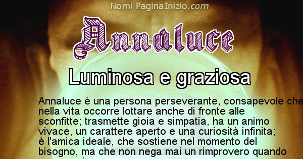 Annaluce - Significato reale del nome Annaluce