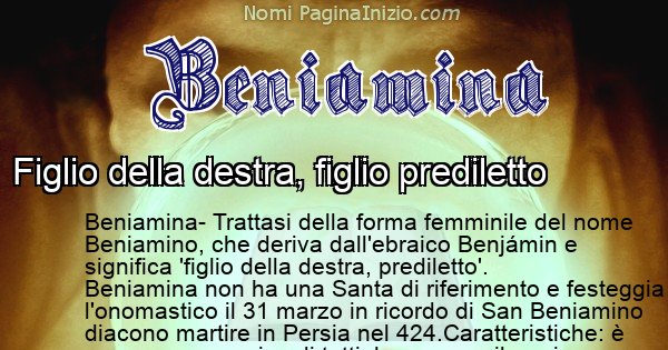 Beniamina - Significato reale del nome Beniamina