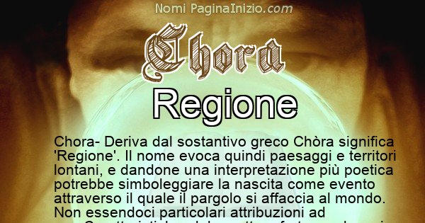 Chora - Significato reale del nome Chora