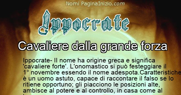 Ippocrate - Significato reale del nome Ippocrate