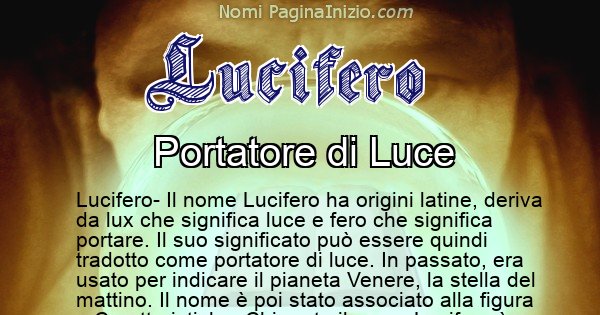 Lucifero - Significato reale del nome Lucifero