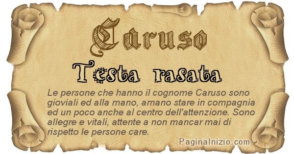 Caratteristiche e significato del Cognome Caruso