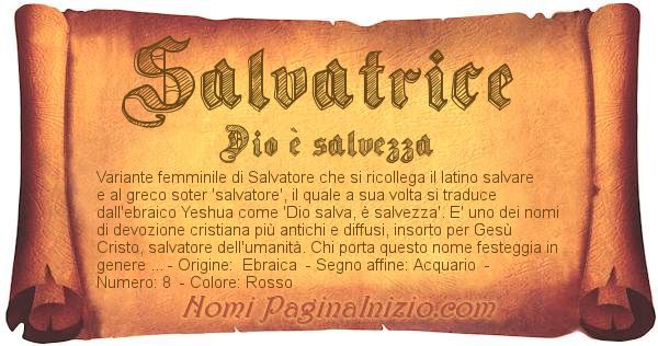 Significato Del Nome Salvatrice