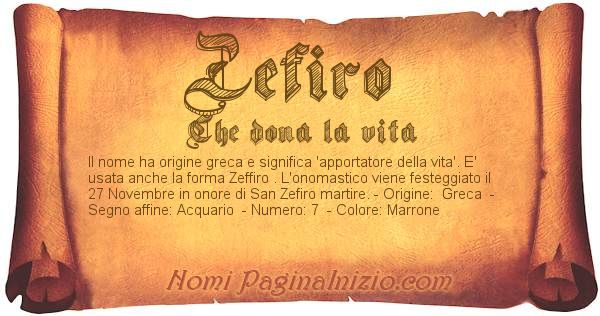 Zefiro significato